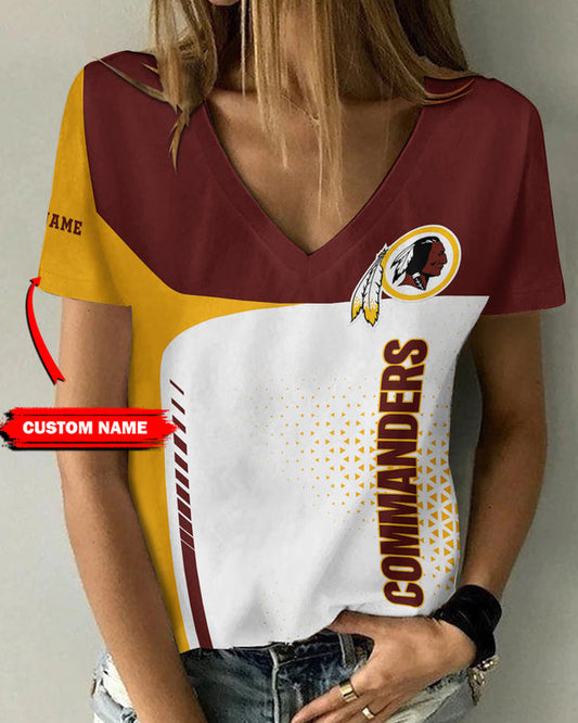 Washington Commanders 1 (3) Personalized V-neck Women T-shirt