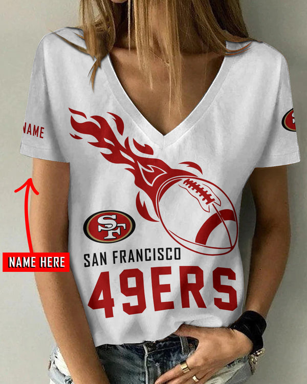 San Francisco 49ers 1 (15) Personalized V-neck Women T-shirt