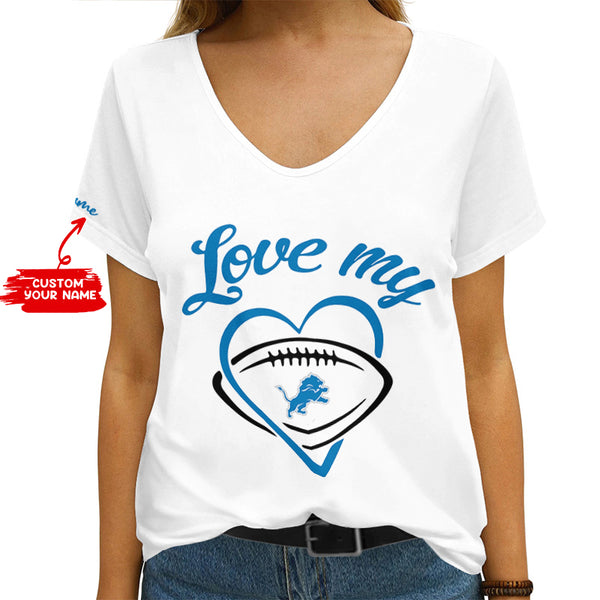 Detroit Lions 1 (7) Personalized V-neck Women T-shirt