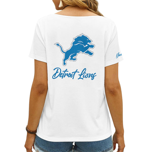 Detroit Lions 1 (7) Personalized V-neck Women T-shirt