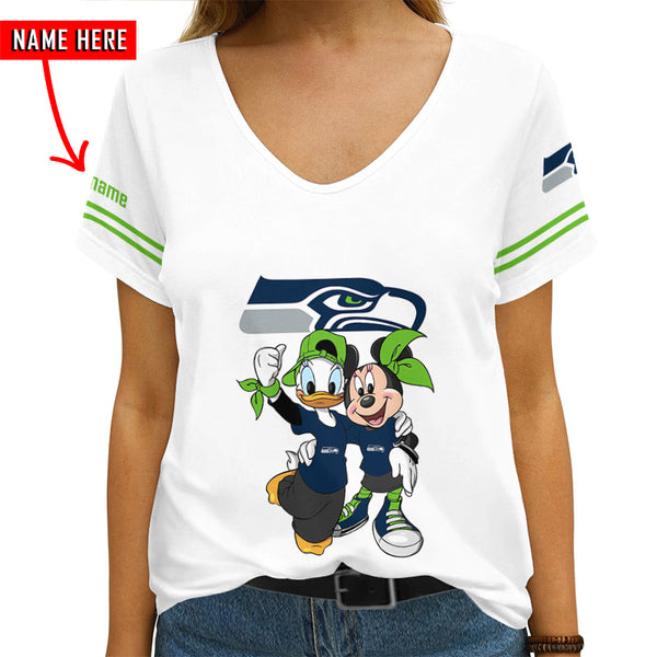 Seattle Seahawks 1 (6) Personalized V-neck Women T-shirt