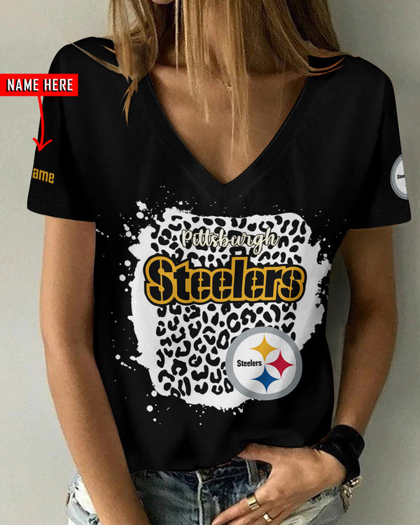 Pittsburgh Steelers 1 (11) Personalized V-neck Women T-shirt