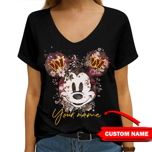 Washington Commanders 1 (4) Personalized V-neck Women T-shirt