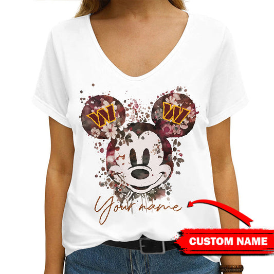 Washington Commanders 1 (6) Personalized V-neck Women T-shirt