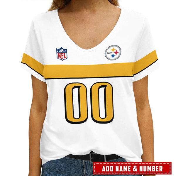 Pittsburgh Steelers 1 (17) Personalized V-neck Women T-shirt
