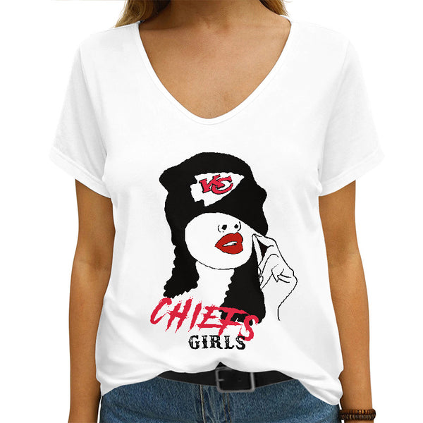 Kansas City Chiefs 1 (21) Personalized V-neck Women T-shirt