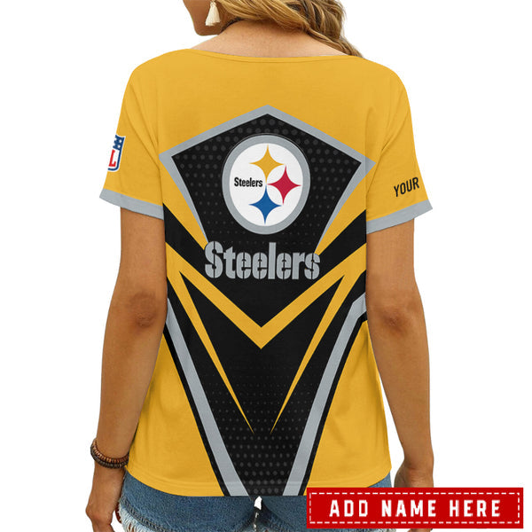 Pittsburgh Steelers 1 (19) Personalized V-neck Women T-shirt