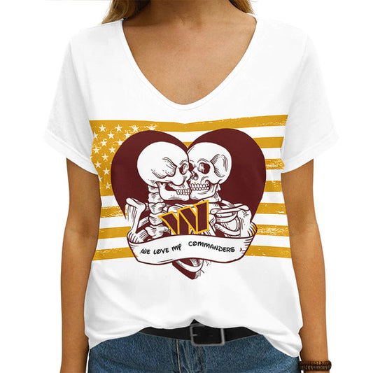 Washington Commanders 1 (5) Personalized V-neck Women T-shirt