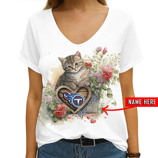 Tennessee Titans 1 (3) Personalized V-neck Women T-shirt