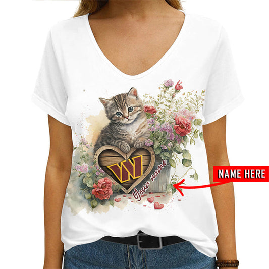 Washington Commanders 1 (8) Personalized V-neck Women T-shirt