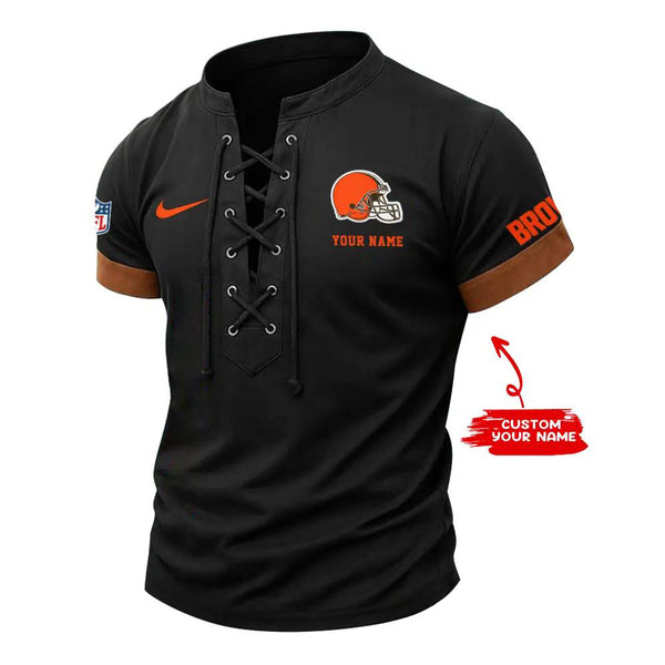 Cleveland Browns Retro Lace-up Short Sleeve T-shirt New Trending C002