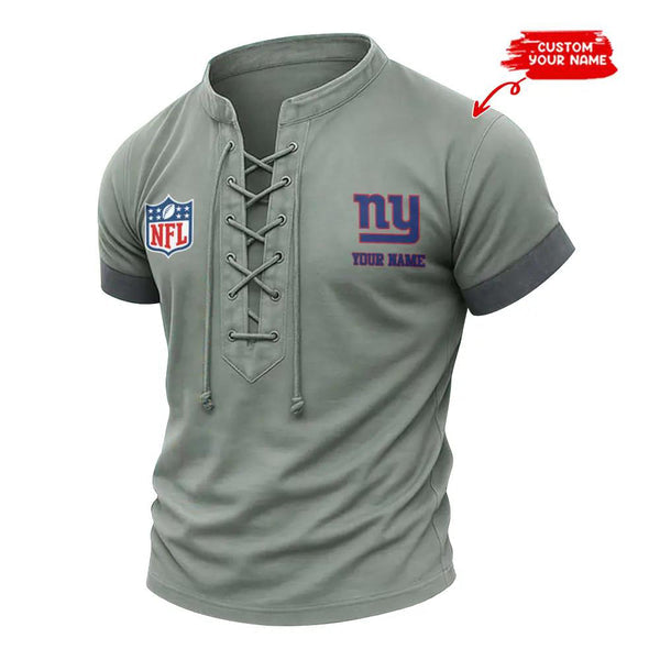 New York Giants Retro Lace-up Short Sleeve T-shirt New Trending C001