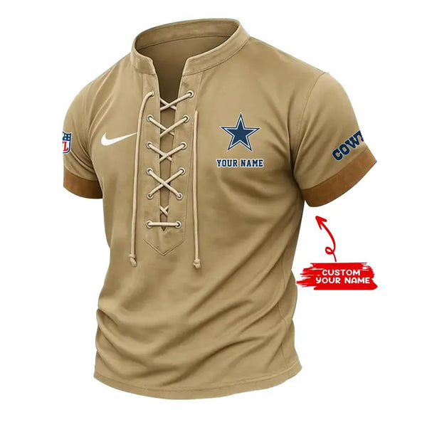 Dallas Cowboys Retro Lace-up Short Sleeve T-shirt New Trending C002