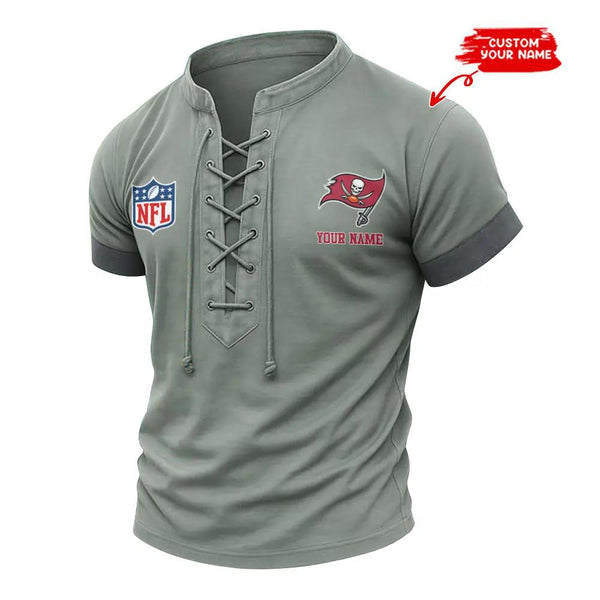 Tampa Bay Buccaneers Retro Lace-up Short Sleeve T-shirt New Trending C001