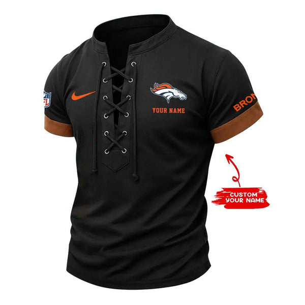 Denver Broncos Retro Lace-up Short Sleeve T-shirt New Trending C002