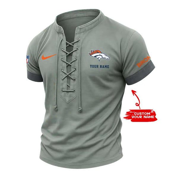 Denver Broncos Retro Lace-up Short Sleeve T-shirt New Trending C002