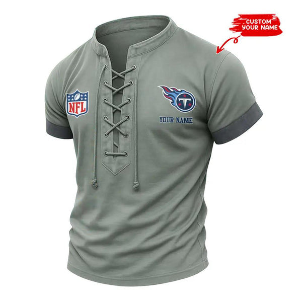Tennessee Titans Retro Lace-up Short Sleeve T-shirt New Trending C001