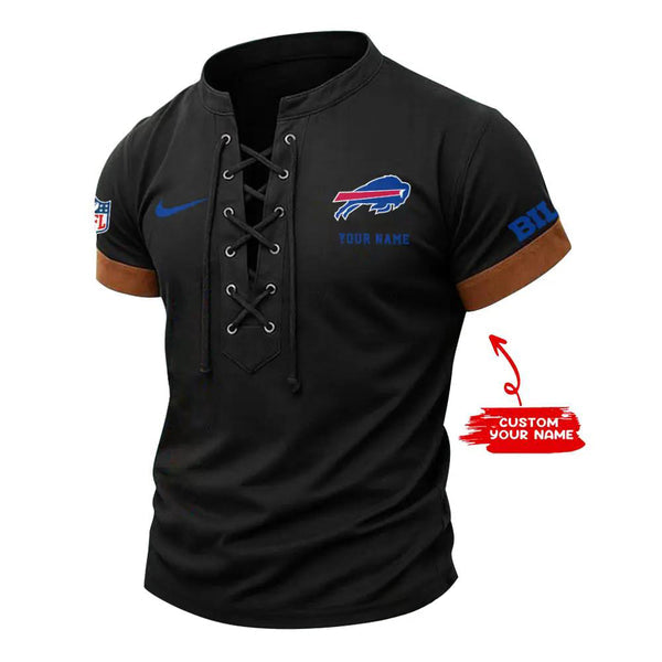 Buffalo Bills Retro Lace-up Short Sleeve T-shirt New Trending C002