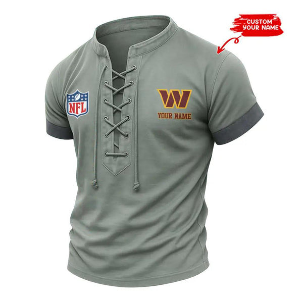 Washington Commanders Retro Lace-up Short Sleeve T-shirt New Trending C001