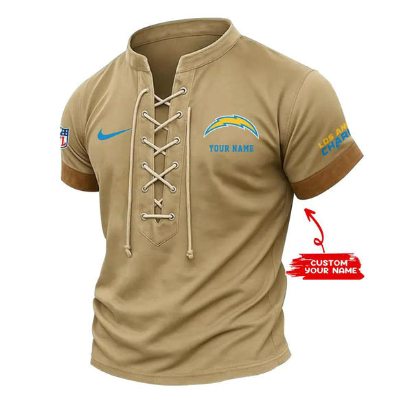 Los Angeles Chargers Retro Lace-up Short Sleeve T-shirt New Trending C002