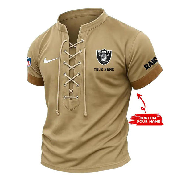 Las Vegas Raiders Retro Lace-up Short Sleeve T-shirt New Trending C002