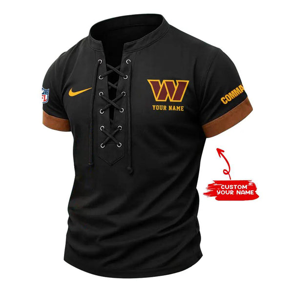 Washington Commanders Retro Lace-up Short Sleeve T-shirt New Trending C002