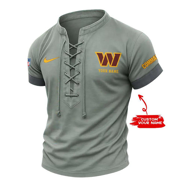 Washington Commanders Retro Lace-up Short Sleeve T-shirt New Trending C002