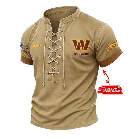 Washington Commanders Retro Lace-up Short Sleeve T-shirt New Trending C002
