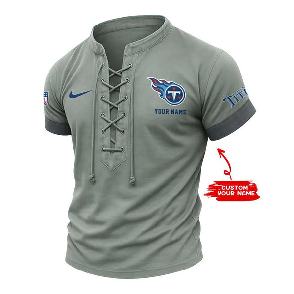 Tennessee Titans Retro Lace-up Short Sleeve T-shirt New Trending C002