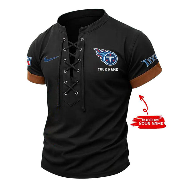 Tennessee Titans Retro Lace-up Short Sleeve T-shirt New Trending C002