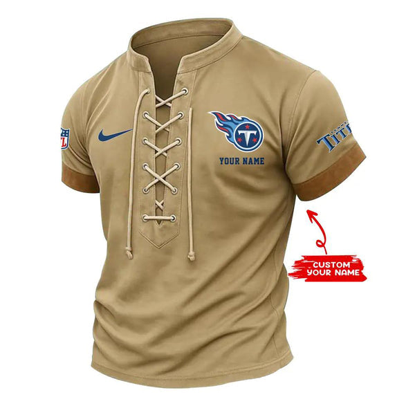 Tennessee Titans Retro Lace-up Short Sleeve T-shirt New Trending C002