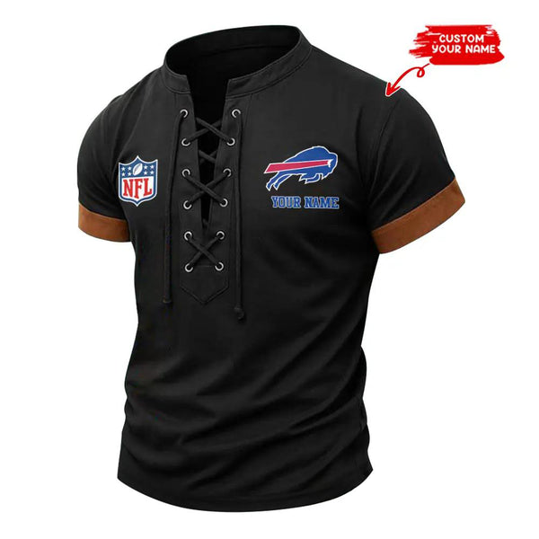 Buffalo Bills Retro Lace-up Short Sleeve T-shirt New Trending C001