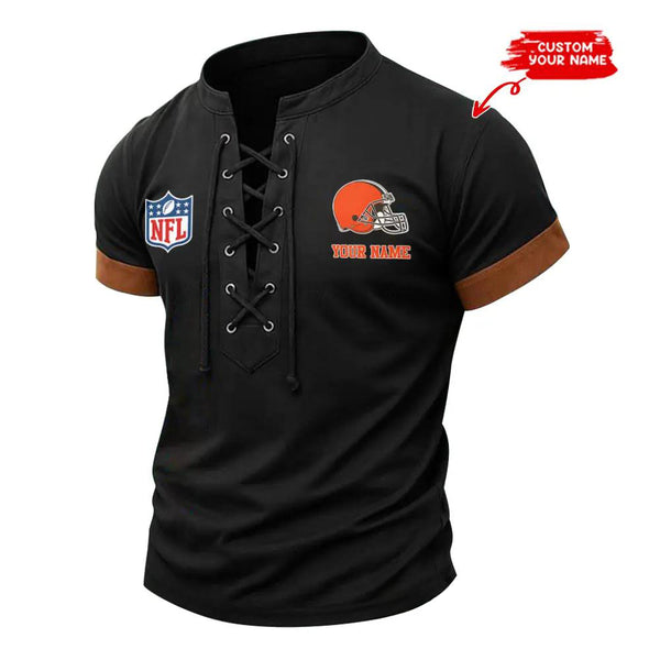 Cleveland Browns Retro Lace-up Short Sleeve T-shirt New Trending C001