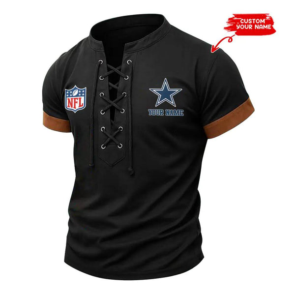 Dallas Cowboys Retro Lace-up Short Sleeve T-shirt New Trending C001