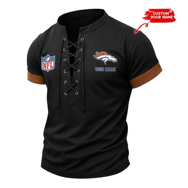 Denver Broncos Retro Lace-up Short Sleeve T-shirt New Trending C002