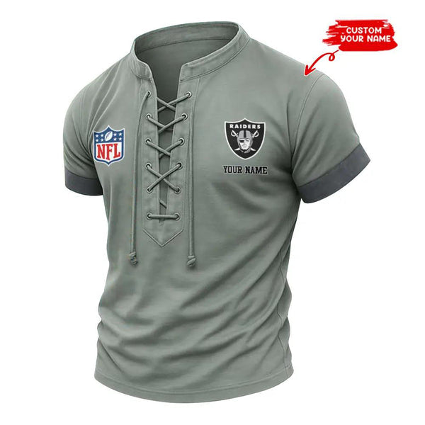 Las Vegas Raiders Retro Lace-up Short Sleeve T-shirt New Trending C001