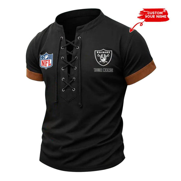 Las Vegas Raiders Retro Lace-up Short Sleeve T-shirt New Trending C001