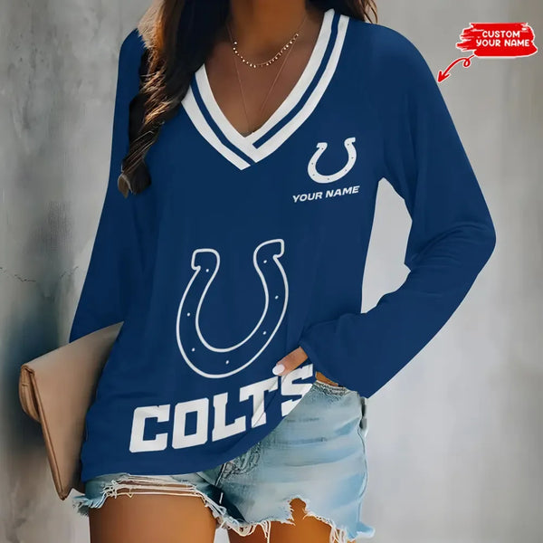 Indianapolis Colts 1 (8) Personalized V-neck Women T-shirt