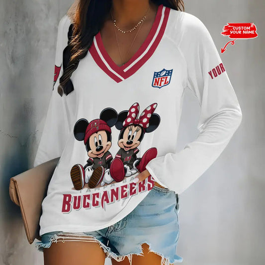 Tampa Bay Buccaneers 1 (11) Personalized V-neck Women long sleeves T-shirt