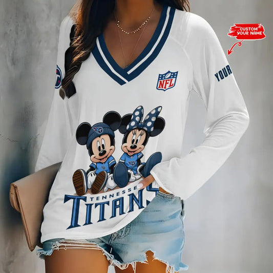 Tennessee Titans 1 (7) Personalized V-neck Women long sleeves T-shirt