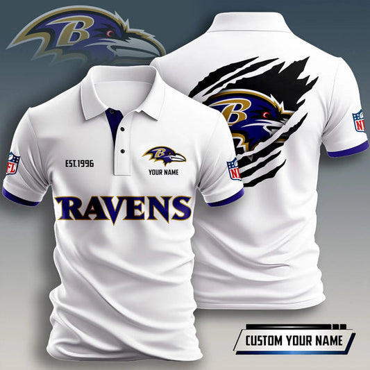 Baltimore Ravens Personalized Adult Polo Shirt 011