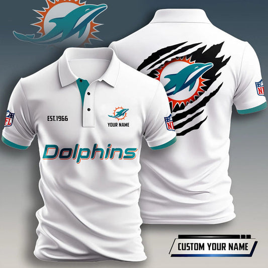 Miami Dolphins Personalized Adult Polo Shirt 011