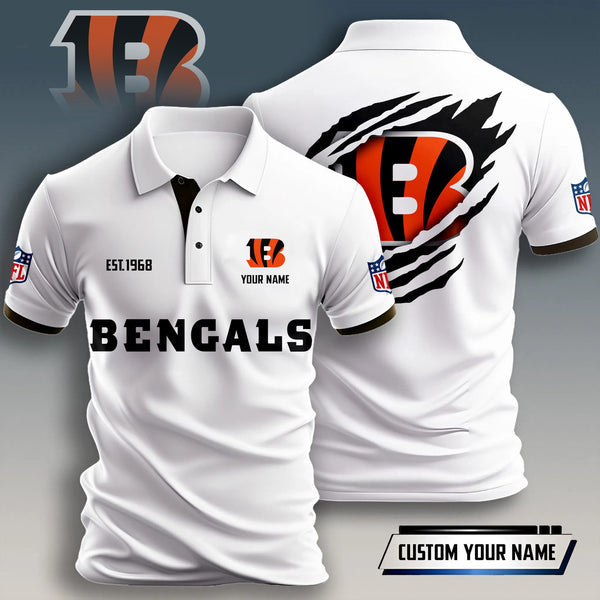 Cincinnati Bengals Personalized Adult Polo Shirt 011