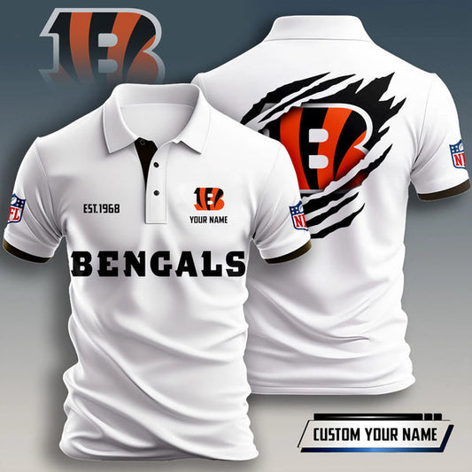 Cincinnati Bengals Personalized Adult Polo Shirt 011