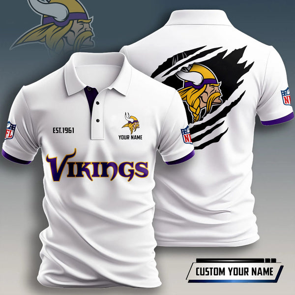 Minnesota Vikings Personalized Adult Polo Shirt 011