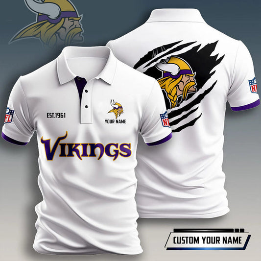 Minnesota Vikings Personalized Adult Polo Shirt 011