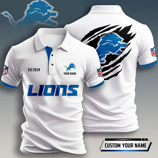Detroit Lions Personalized Adult Polo Shirt 011