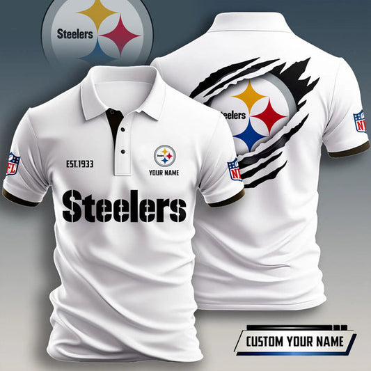 Pittsburgh Steelers Personalized Adult Polo Shirt 011