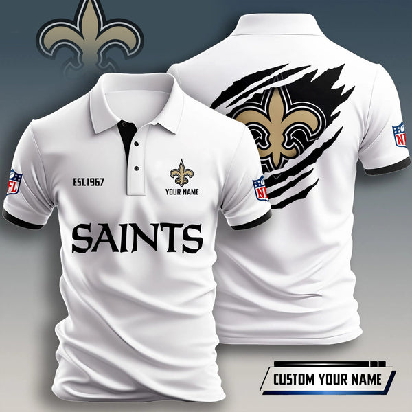 New Orleans Saints Personalized Adult Polo Shirt 011
