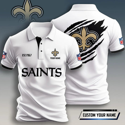 New Orleans Saints Personalized Adult Polo Shirt 011
